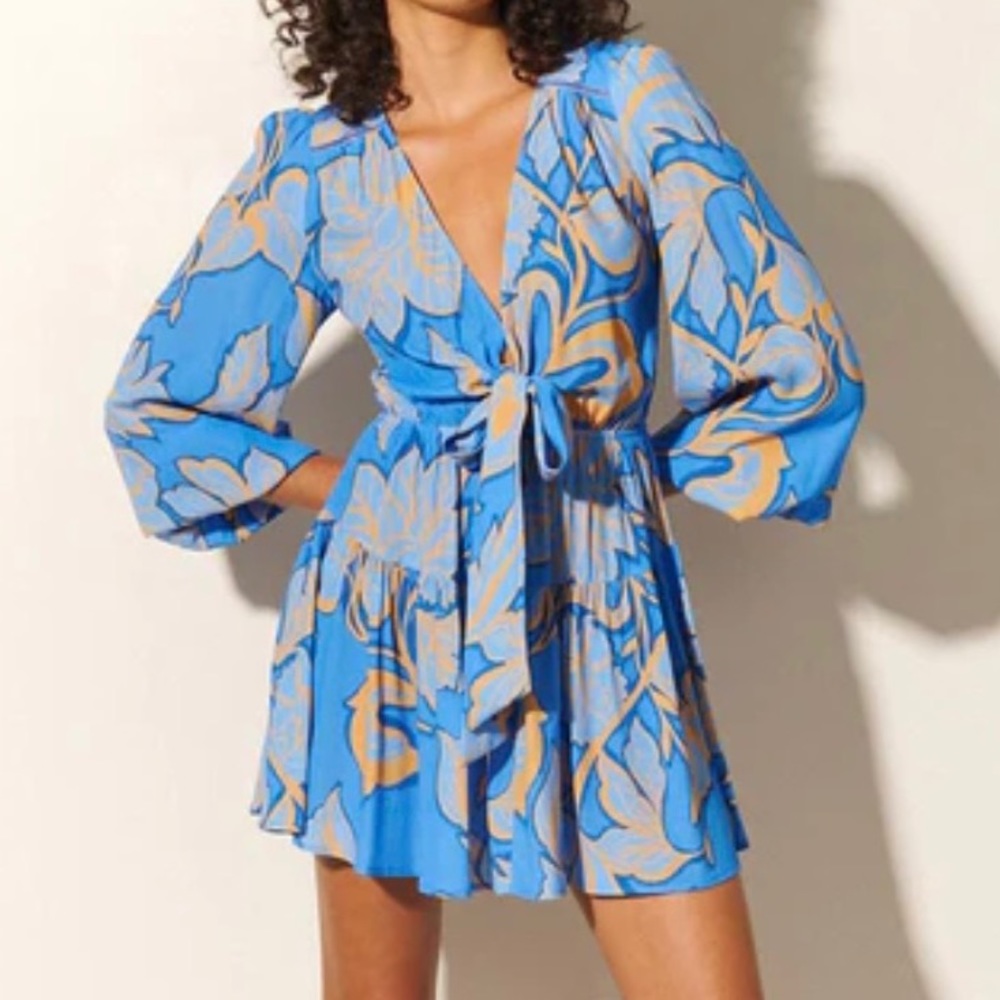 Kivari blue and white Taniana print dress size aus 6 XS msrp $220 NWT